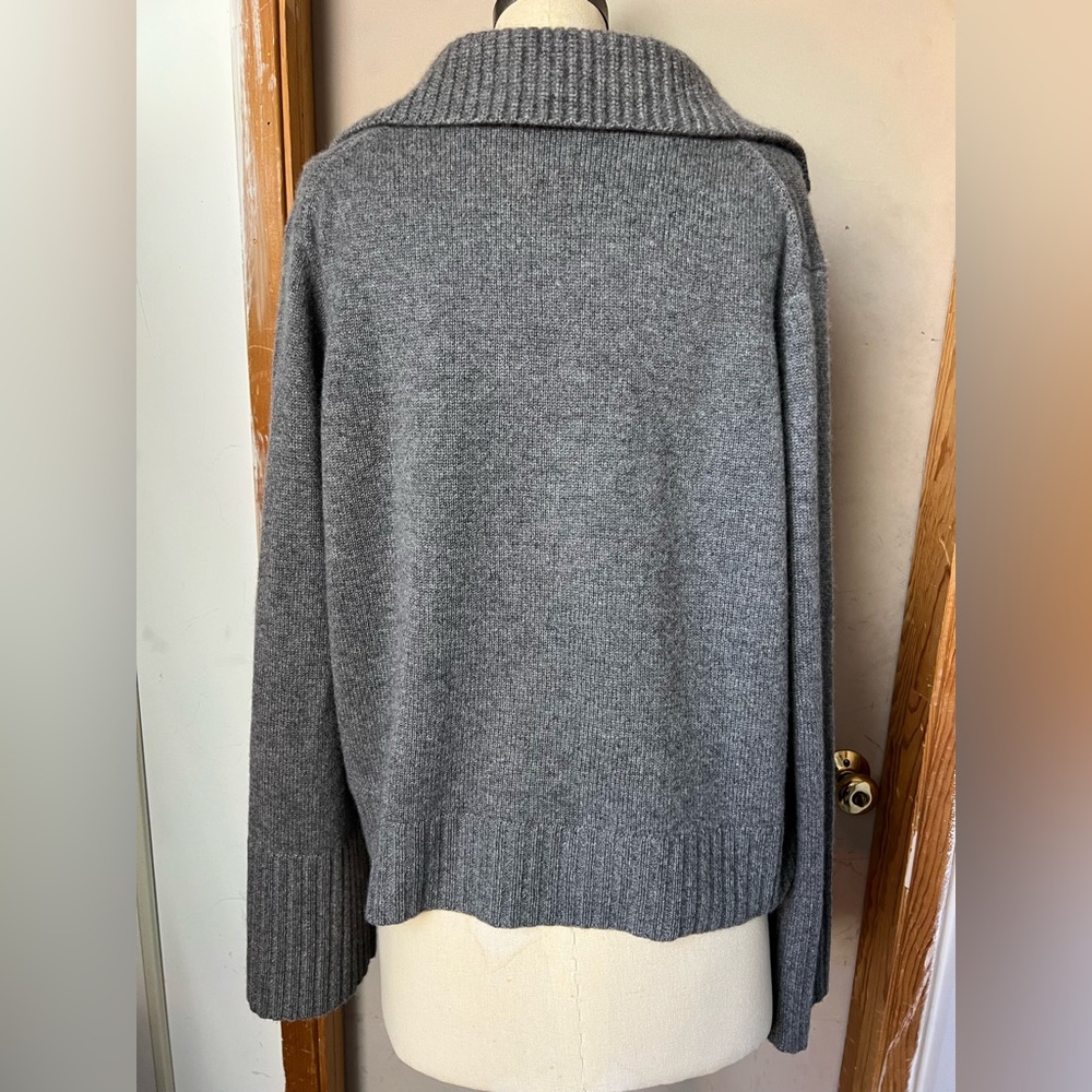 $425 Jenni Kayne Frances Polo Cashmere Sweater in Thunder - Size L - Picture 7 of 10